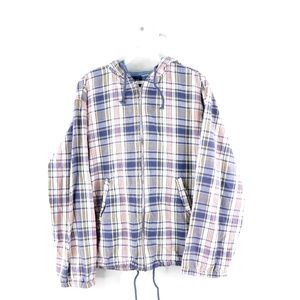 Vintage 90s Streetwear Plaid Zip Up Hooded Jacket